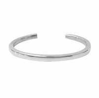 Sterling Silver, Open Cuff Bangle. Approx Size: 67mm Diameter X 4mm Thickness