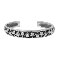 Sterling Silver Cuff Bangle With Multi Skull Head Design. Approx Size: 8mm Width