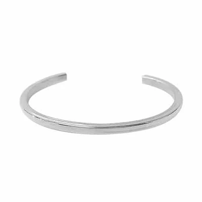 Sterling Silver, Open Cuff Bangle. Approx Size: 60mm Diameter X 3mm Thickness