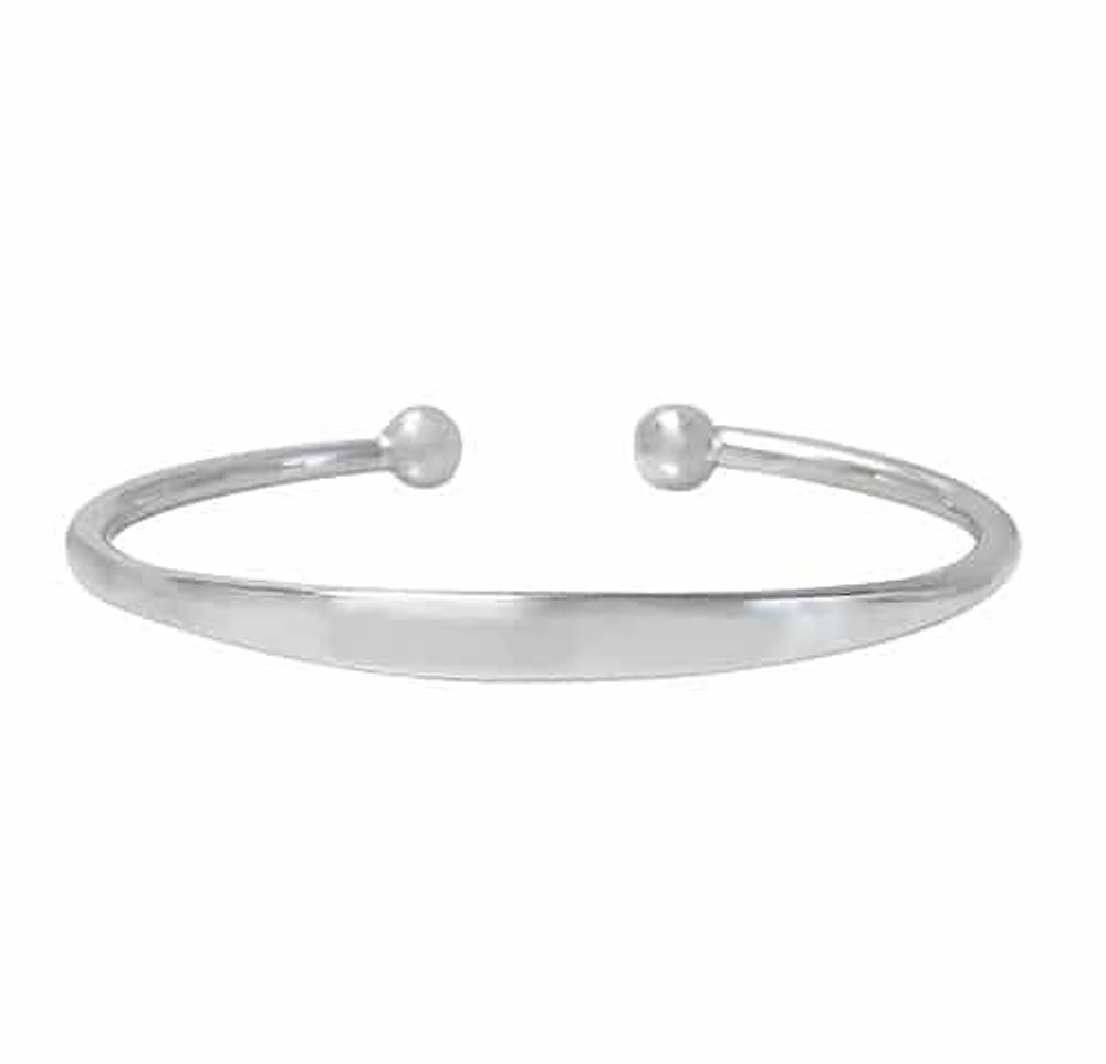 Sterling Silver, Double Ball Bead Cuff Bangle. Approx Ball Bead Size: 8mm Diameter