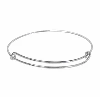 Sterling Silver, Adjustable Round Bangle. Approx Inner Dimensions: 65mm Diameter X 1.5mm Thickness