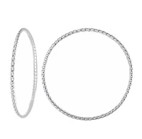 Sterling Silver, Twisted Round Shape Bangle. Approx Size: 69mm Diameter X 2mm Thickness