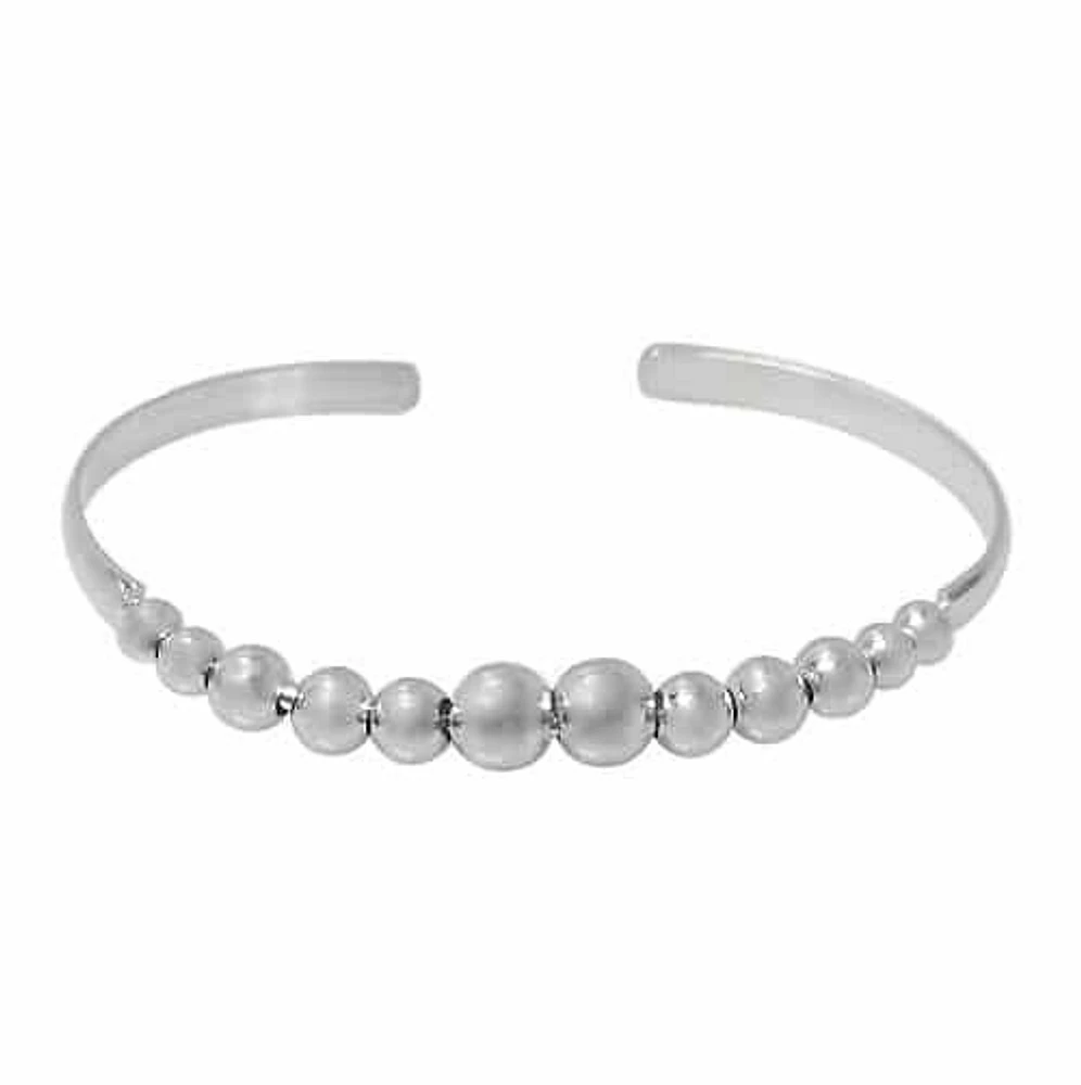 Sterling Silver, Multi Beaded Cuff Bangle. Approx Ball Bead Size: 4-6mm Diameter