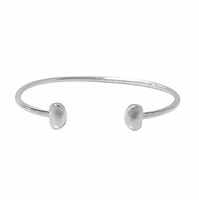 Sterling Silver Cuff Bangle With 9X5mm Oval Bead. Approximate Bar Size: 2.5mm Thickness