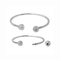 Sterling Silver Cuff Bangle With 8mm Screw Ball Bead. Approximate Bar Size: 3mm Thickness