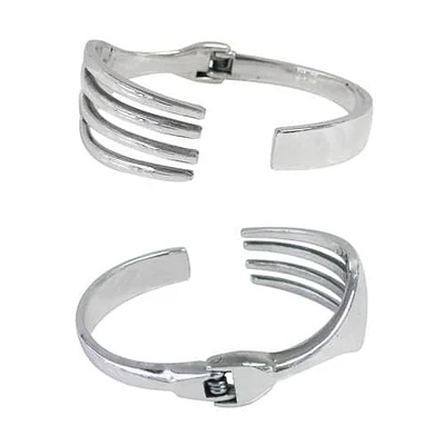 Sterling Silver, Fork Shape Bangle. Approximate Size: 9-20mm Width