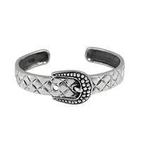 Sterling Silver, Belt Buckle Bangle With Design. Approximate Size: 18mm Width