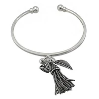 Sterling Silver Charm Bangle, 63X53mm Outer Diameter, 2X2mm Square Band