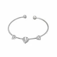 Sterling Silver, 3 Spike Bangle With 6mm Ball Bead. Approximate Bar Size: 2mm Thickness