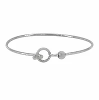 Sterling Silver, Hook And Loop Bangle With 5mm Ball, Outer Dimensions 58mm D X 1.5mm W