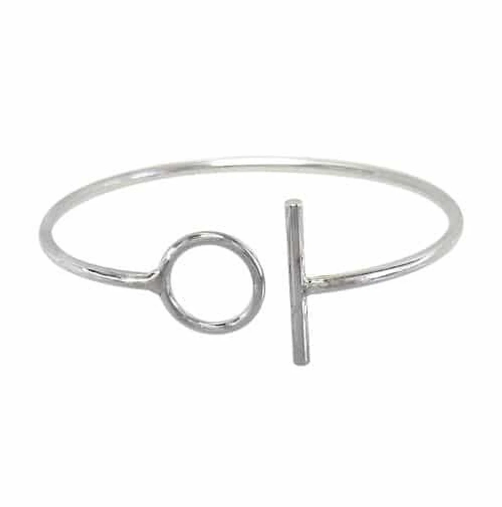 Sterling Silver Bangle, 50X62mm Outer Diameter, 2mm Round Band