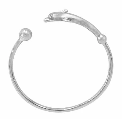 Sterling Silver Dolphin Bangle, 9.5mm Width(Dolphin), 7mm(Ball), 2.5mm(Bar)