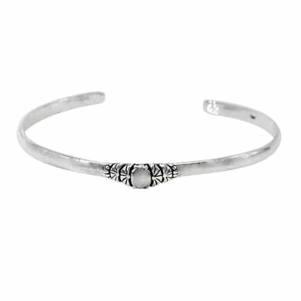 Sterling Silver Bangle, 6X12mm(Charm), 4mm(Bar)