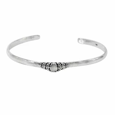 Sterling Silver Bangle, 6X12mm(Charm), 4mm(Bar)