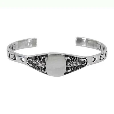 Sterling Silver, Signet Bangle With Scorpion, Outer Dimensions 66mm D X 14mm W