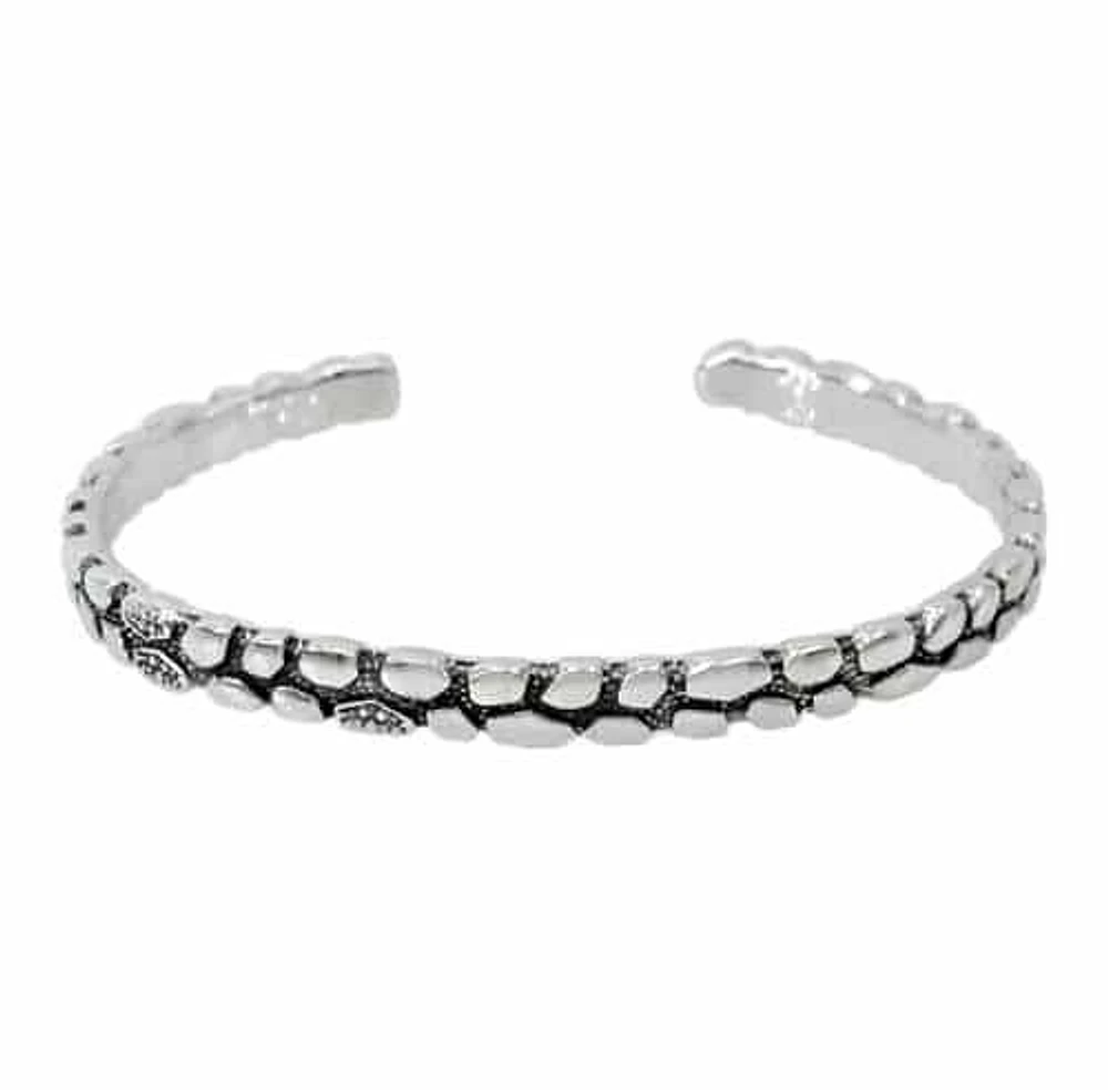 Sterling Silver Bangle With Design, 5mm Width