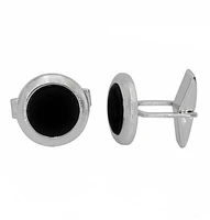 Silver With Rhodium, Cufflink With Onyx