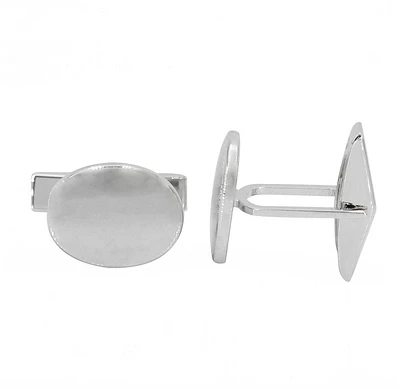 Silver With Rhodium Cufflink, 15X11mm