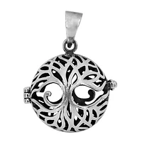 Sterling Silver, 21mm Tree Of Life Cage Pendant