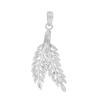 Sterling Silver, 16X32mm Double Leaf Pendant