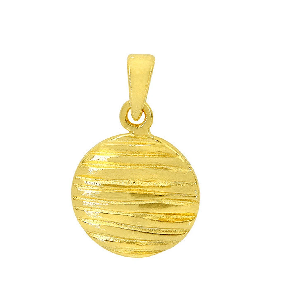 Sterling Silver With Gold, 12mm Round Pendant