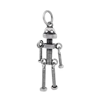 Sterling Silver, 9X12mm Robot Pendant With 5mm Loop