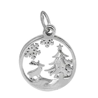 Sterling Silver, 18mm Double Pendant With Snowflake