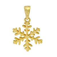 Sterling Silver With Gold, 14mm Snowflake Pendant, 1mm Thickness