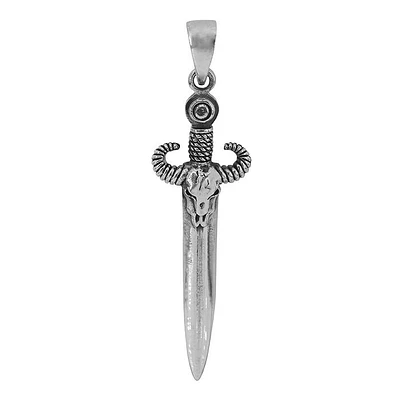 Sterling Silver, Ram Skull Sword Pendant