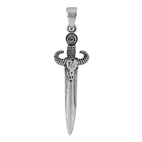 Sterling Silver, Ram Skull Sword Pendant