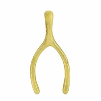 Sterling Silver With Gold, 10X24mm Wish Bone Pendant