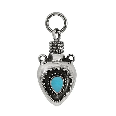 Sterling Silver, 12X20mm Bottle Pendant With Synthetic Turquoise