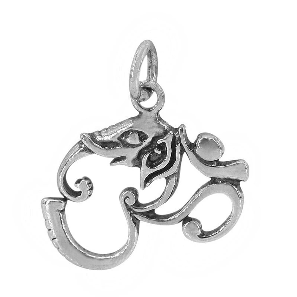 Sterling Silver, 16X18mm Elephant Head Om Pendant