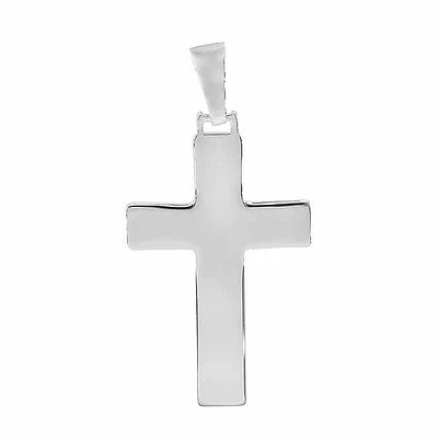 Sterling Silver, 23X35mm Flat Cross Pendant