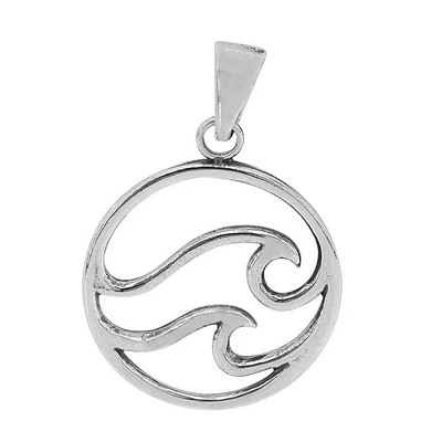 Sterling Silver, 23mm Wave Pendant