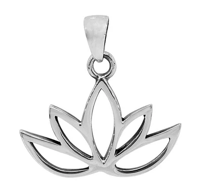 Sterling Silver, 19X29mm Lotus Flower Pendant