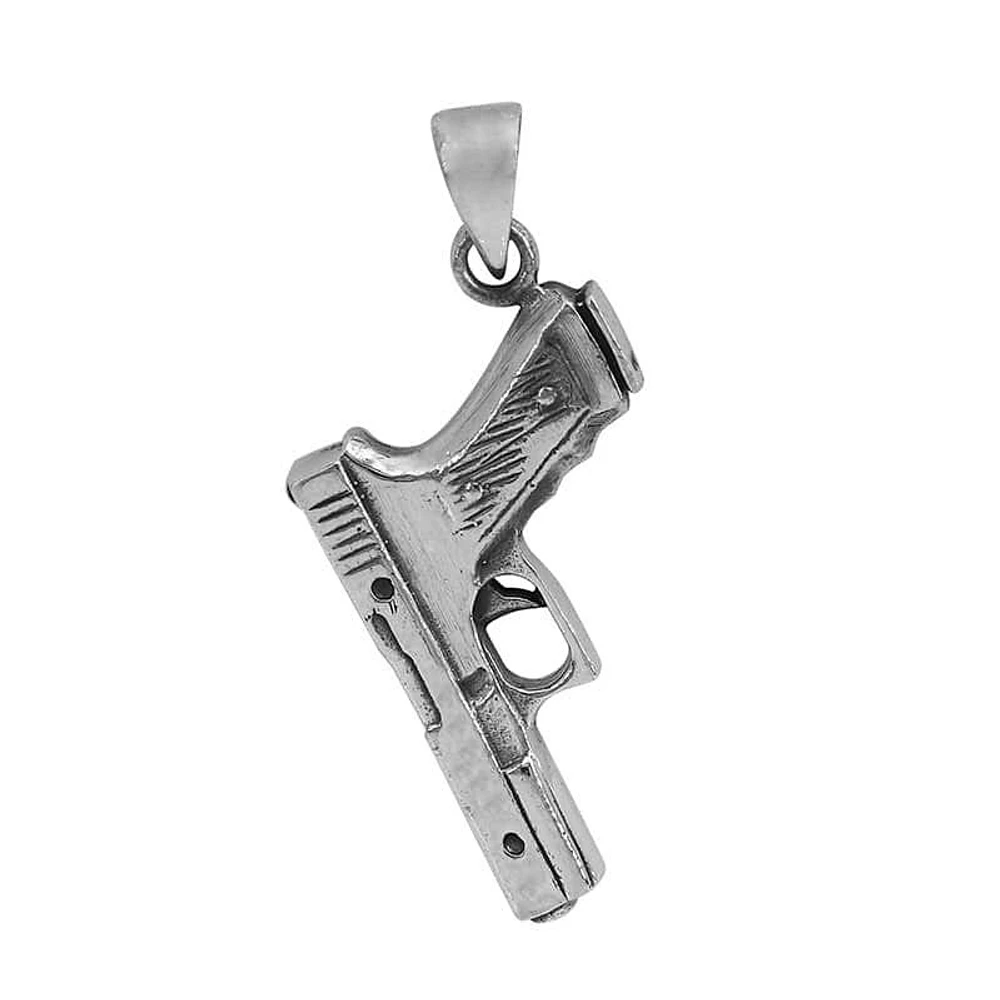 Sterling Silver, 29X21mm Gun Pendant