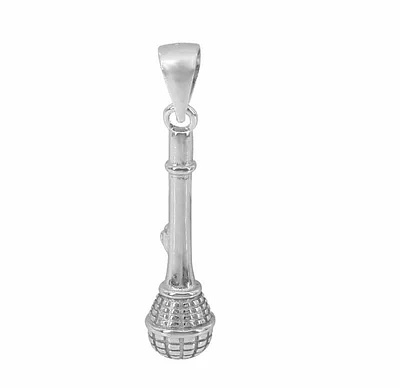 Sterling Silver With Rhodium, 23X6mm Microphone Pendant