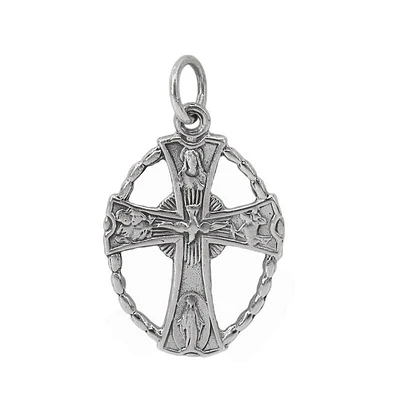 Sterling Silver, Four Way Medal Cross Pendant, 24X18mm