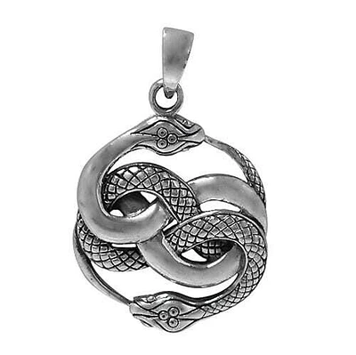 Sterling Silver, Double Snake Pendant