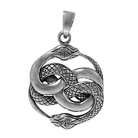 Sterling Silver, Double Snake Pendant