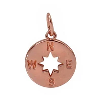 Sterling Silver With Rose Gold, Compass Pendant, 13mm Diameter, 1mm Thickness