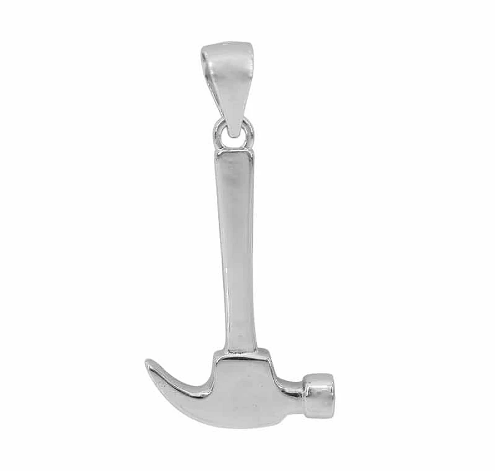 Sterling Silver With Rhodium, 22X15mm Hammer Pendant