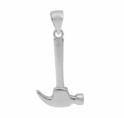 Sterling Silver With Rhodium, 22X15mm Hammer Pendant