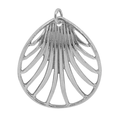 Sterling Silver With Rhodium, Shell Pendant, 27X22mm