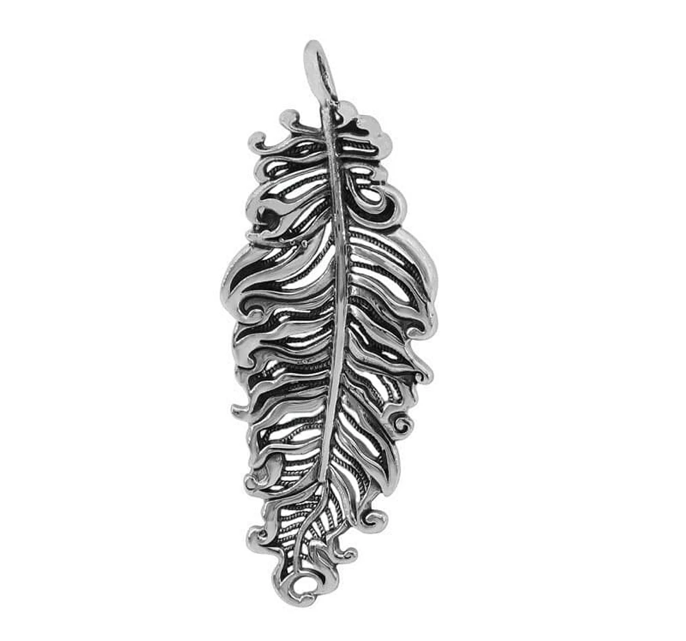 Sterling Silver, Feather Pendant, 52X22mm, 2mm Thickness