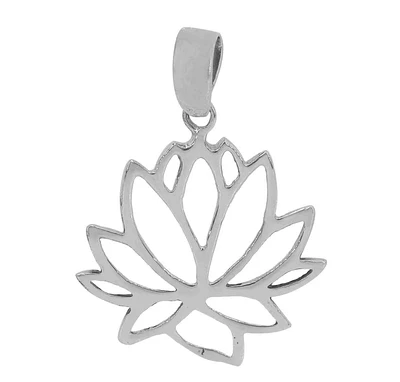 Sterling Silver, 22mm Lotus Flower Pendant, 0.5mm Thickness