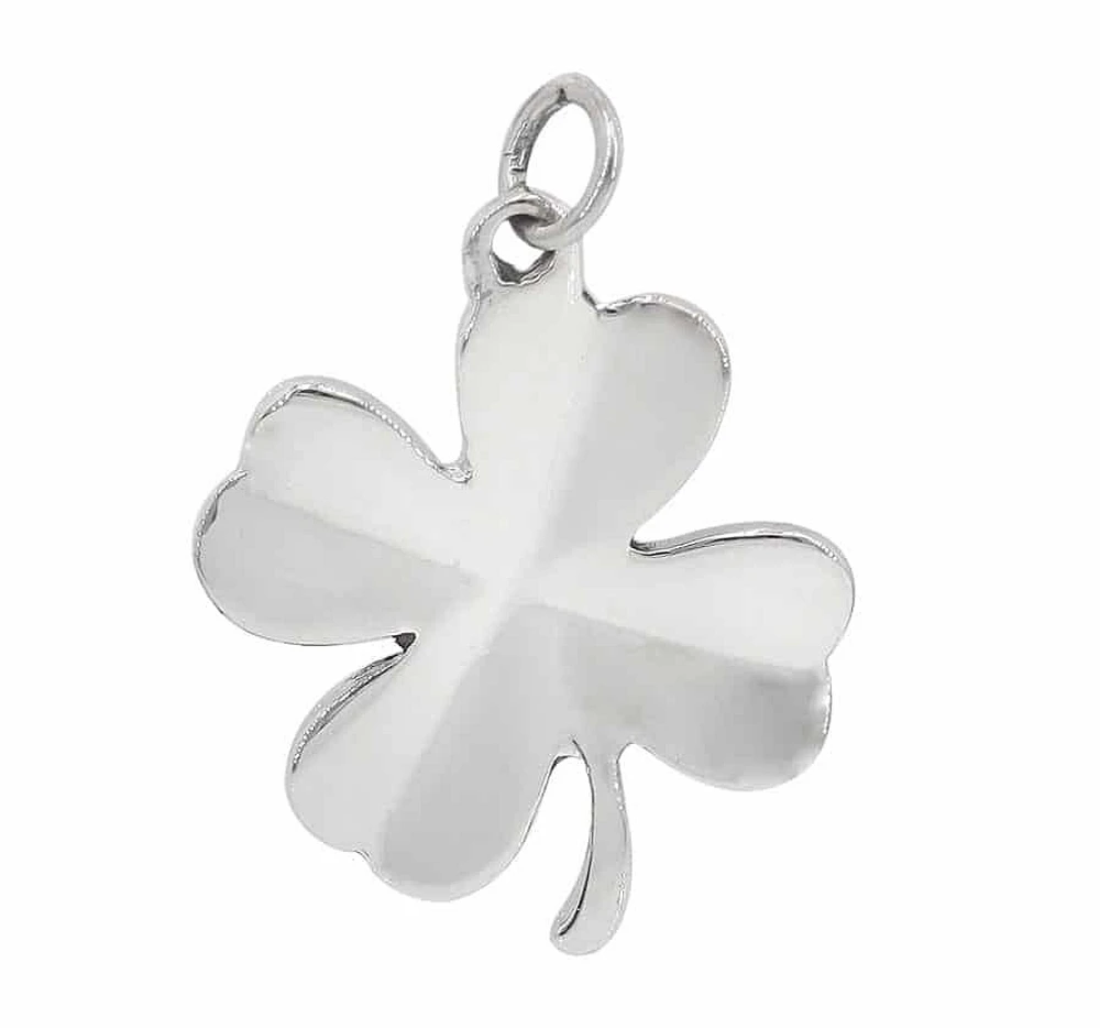 Sterling Silver, 26X25mm 4 Leaf Clover Pendant With 6mm Loop, 1mm Thickness