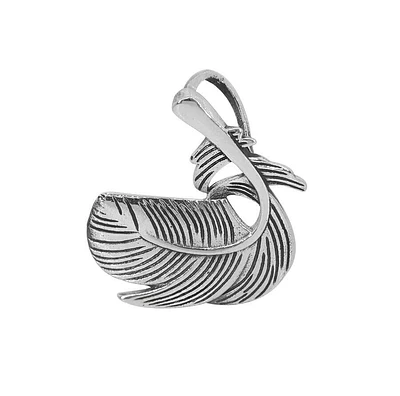 Sterling Silver, 24X23mm Feather Pendant