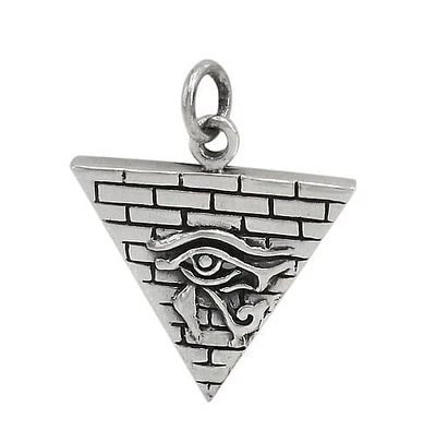 Sterling Silver, 21X19mm Egyptian Eye Pendant With 6mm Loop